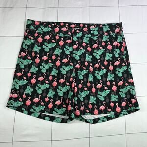 Retromarine Swim Shorts Mens 34 Black Green Lined Flamingo Tropical Vacation